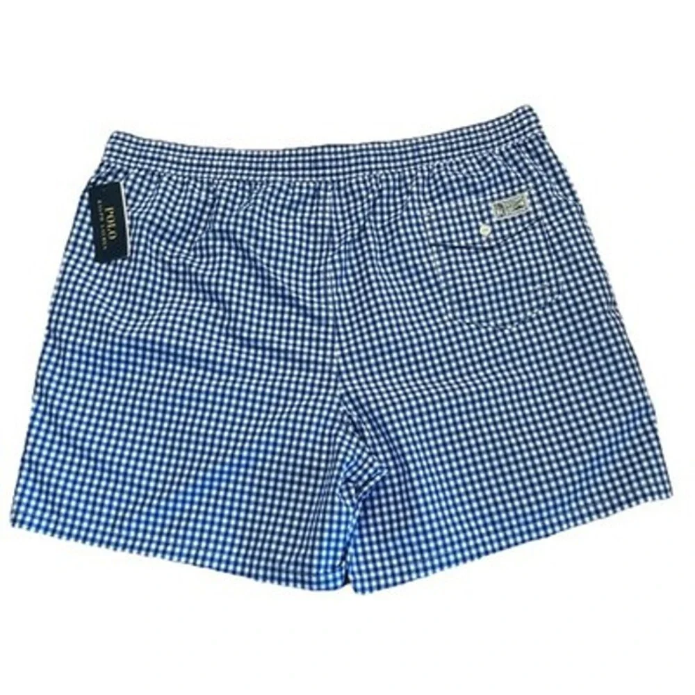 NWT Polo Ralph Lauren Traveler Swim Shorts Men 1XB Blue White Gingham 6